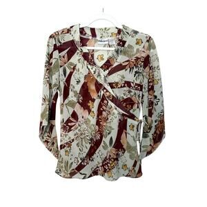 Vintage Millenium Floral Flared Sleeve Blouse Women S Green Multi Whimsical Goth